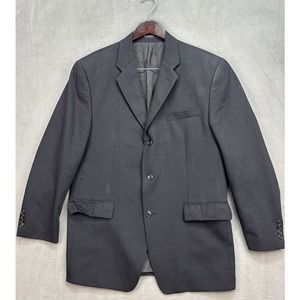 Calvin Klein 42R Suit Jacket Blazer Sport Coat BLACK Three Button 100% Wool